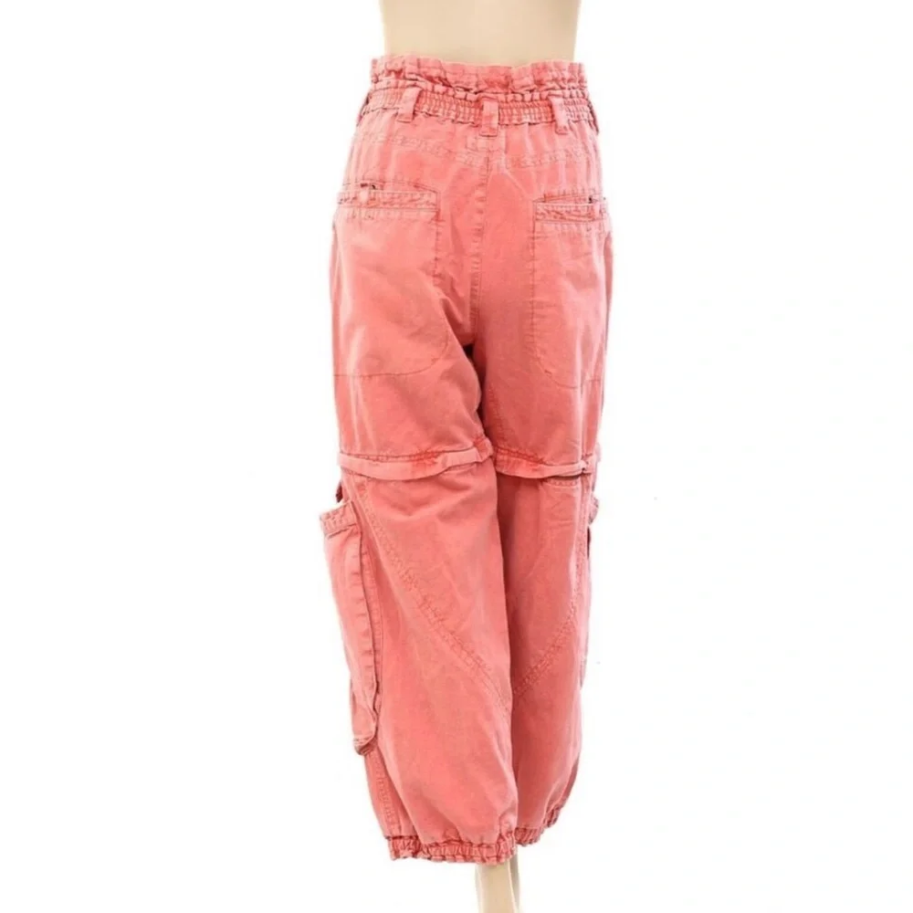 Free People Wind Drift Convertible Pants Utility Shorts Zipper Coral size L - Picture 7 of 9